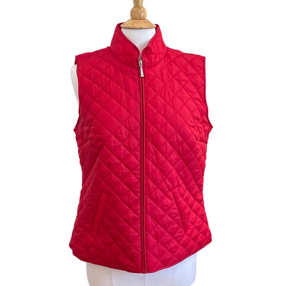 Karen Scott Sport Quilted Red Lightweight Puffer Vest, Hiking, Athleisure, M